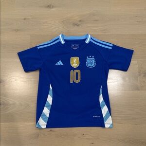 Adidas Kids Blue Soccer Jersey with Gold and White Accents Argentina